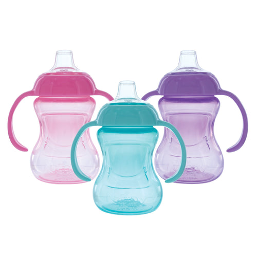 2-Handle Mini Grip N’ Sip Training Sippy Cup (3 Pack) | Pink/Aqua/Purple (D4ZM)