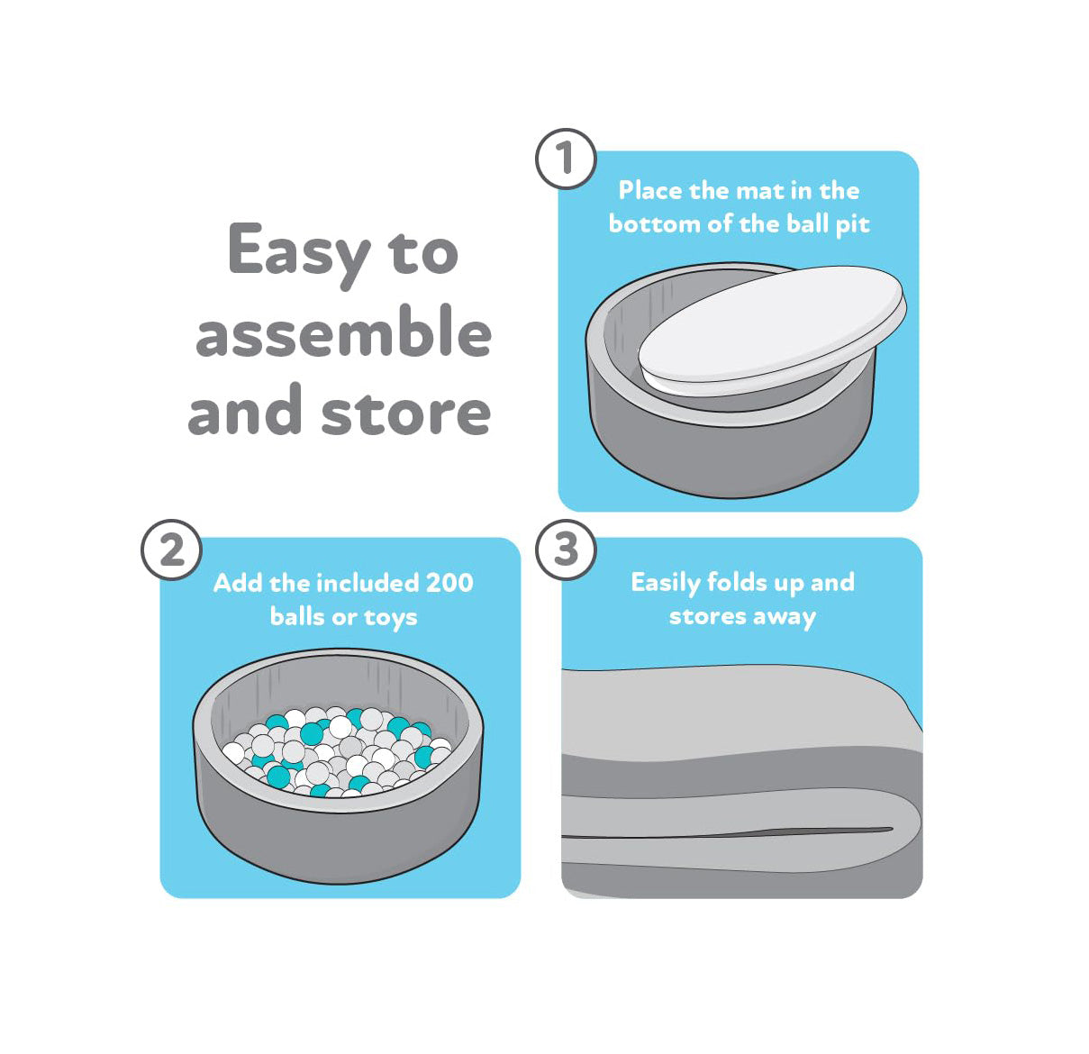Kids' Ball Pit for Home with 200 Balls | Aqua (OADX)