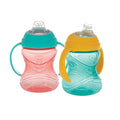Clik-It Soft Spout Grip N' Sip Trainer Cup (2 Pack) | Aqua/Yellow (L02Y)