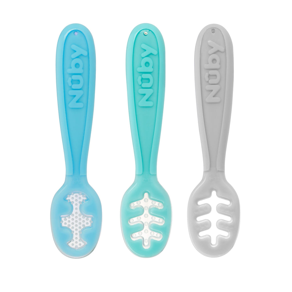 Baby's First Spoons | Aqua, Grey, & Blue (OWJV)