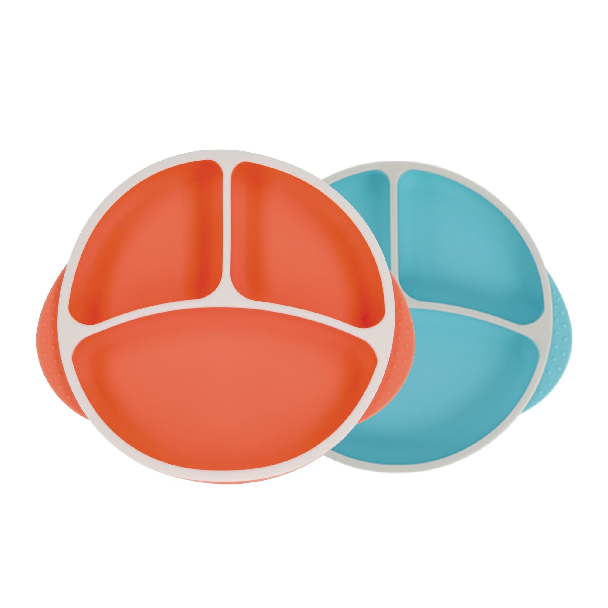 Round Silicone Suction Plate & Lid (2 Pack) | Orange / Aqua (YPPA)