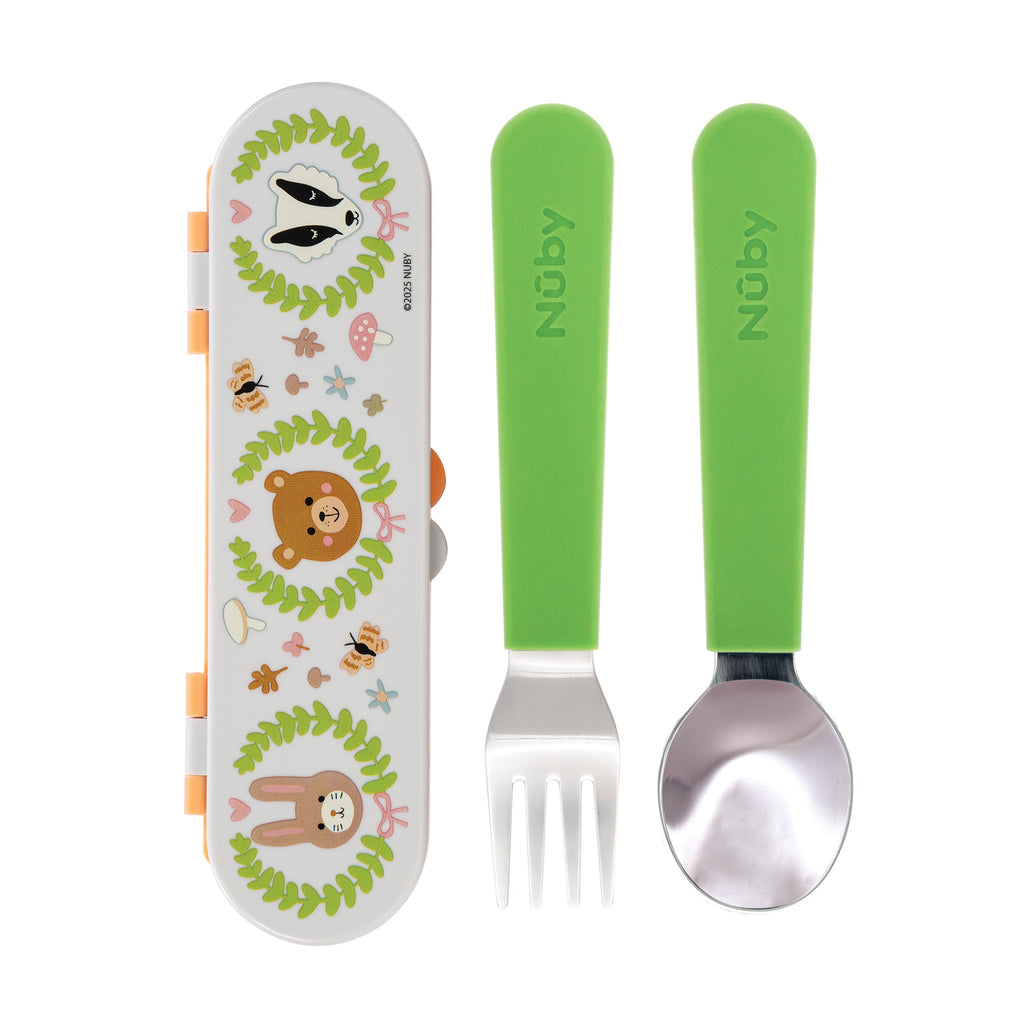 Stainless Steel Toddler Utensil Set | Forest Animals (HJTO)