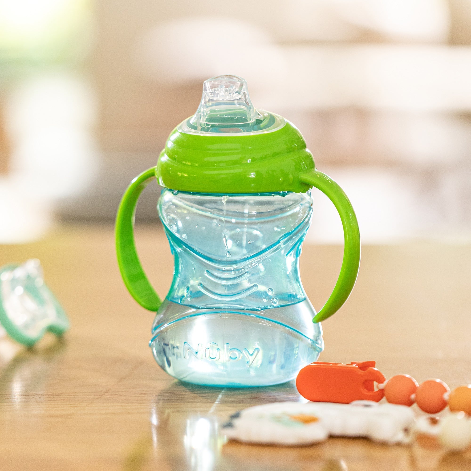 Clik-It Soft Spout Grip N' Sip Trainer Cup (2 Pack) | Blue/Green (SNOR)