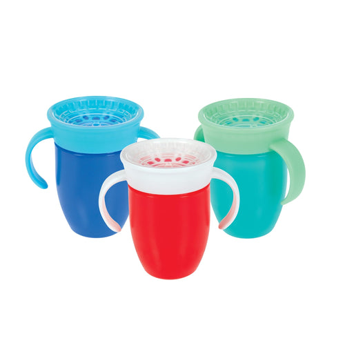 360 Wonder Cup with Handles (3 Pack - 5 oz) | Blue/Red/Aqua (Q10L)
