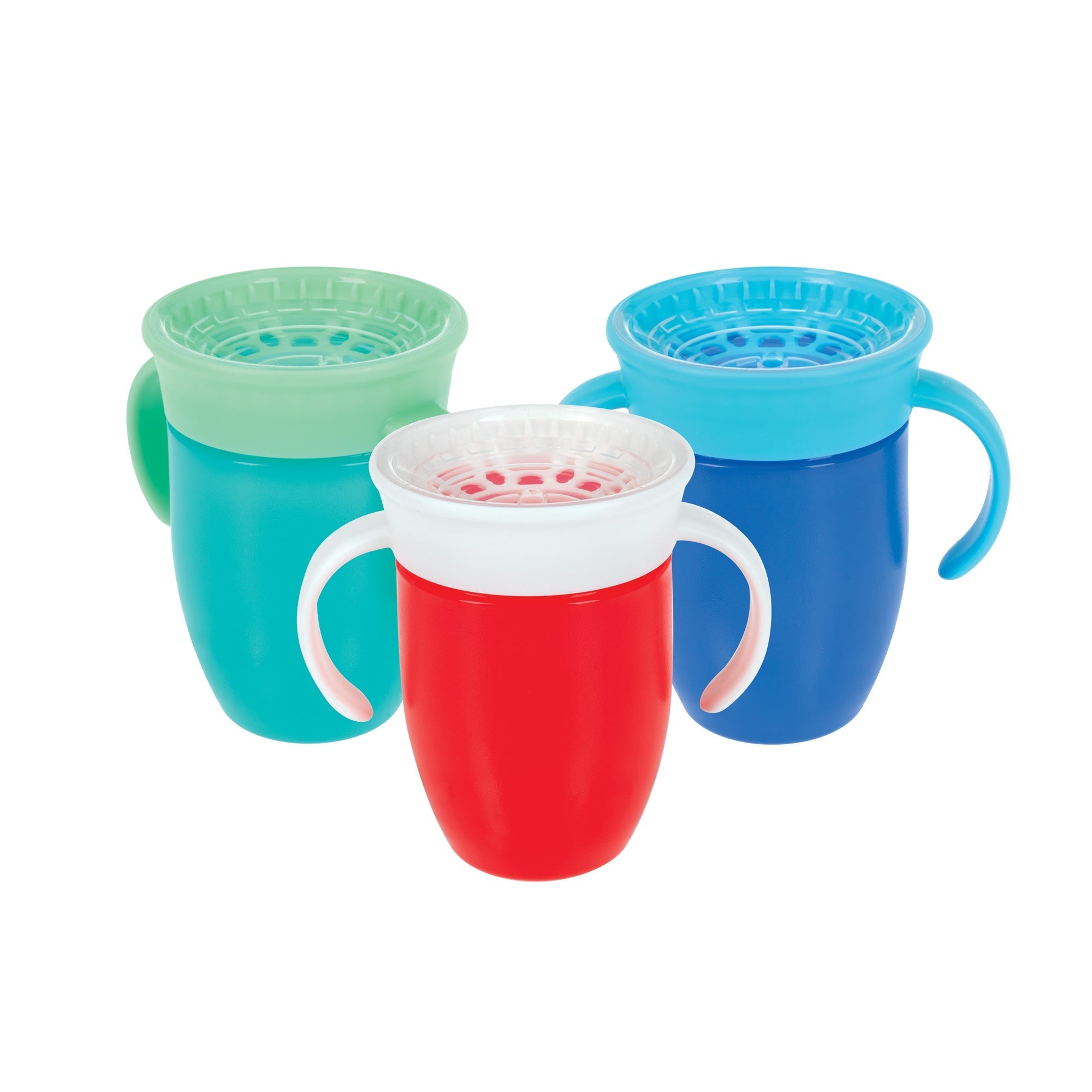 360 Wonder Cup with Handles (3 Pack - 7 oz) | Blue/Red/Aqua (ZTH1)