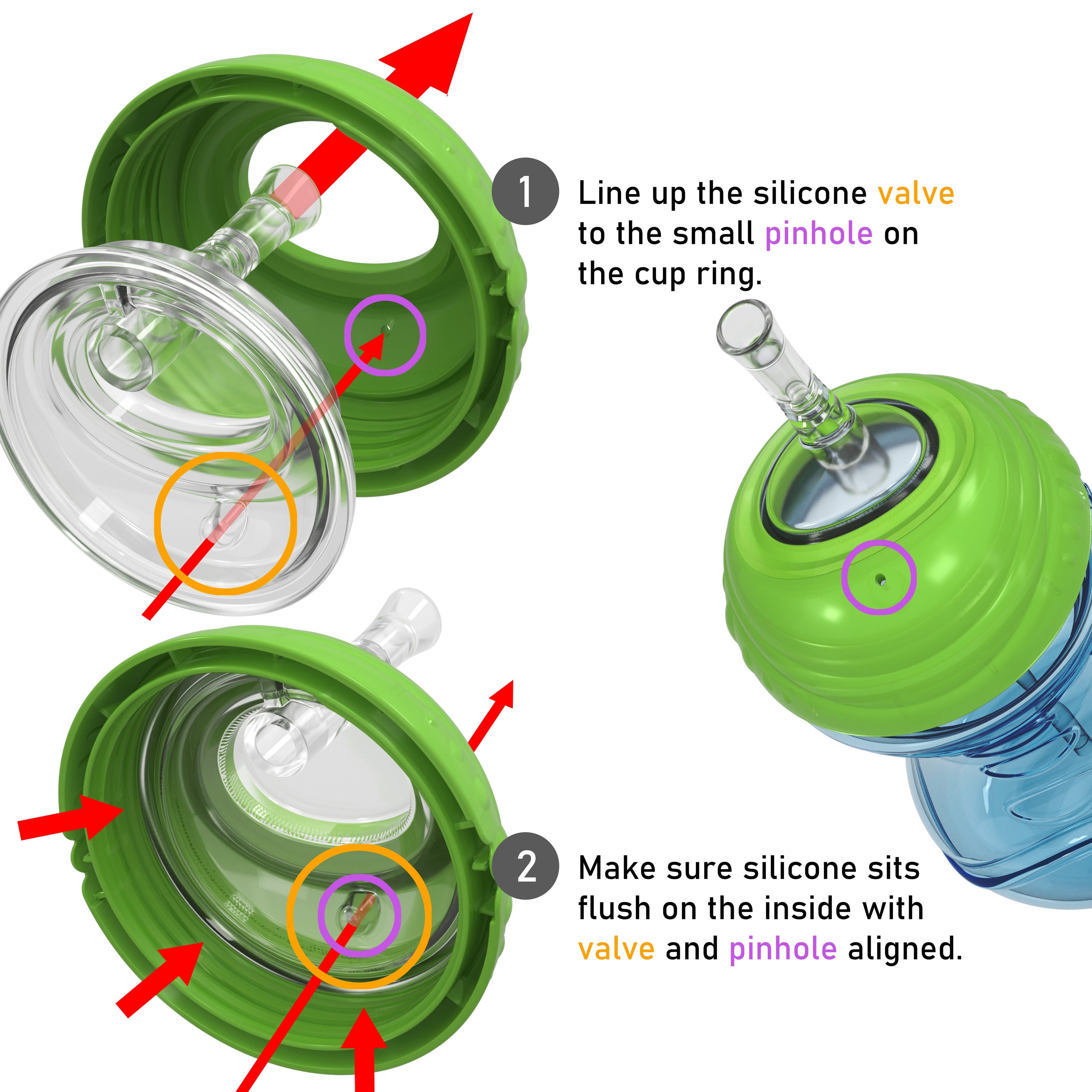 Clik-It Flex Straw Leakproof Sippy Cup (3 Pack) (FDGY)