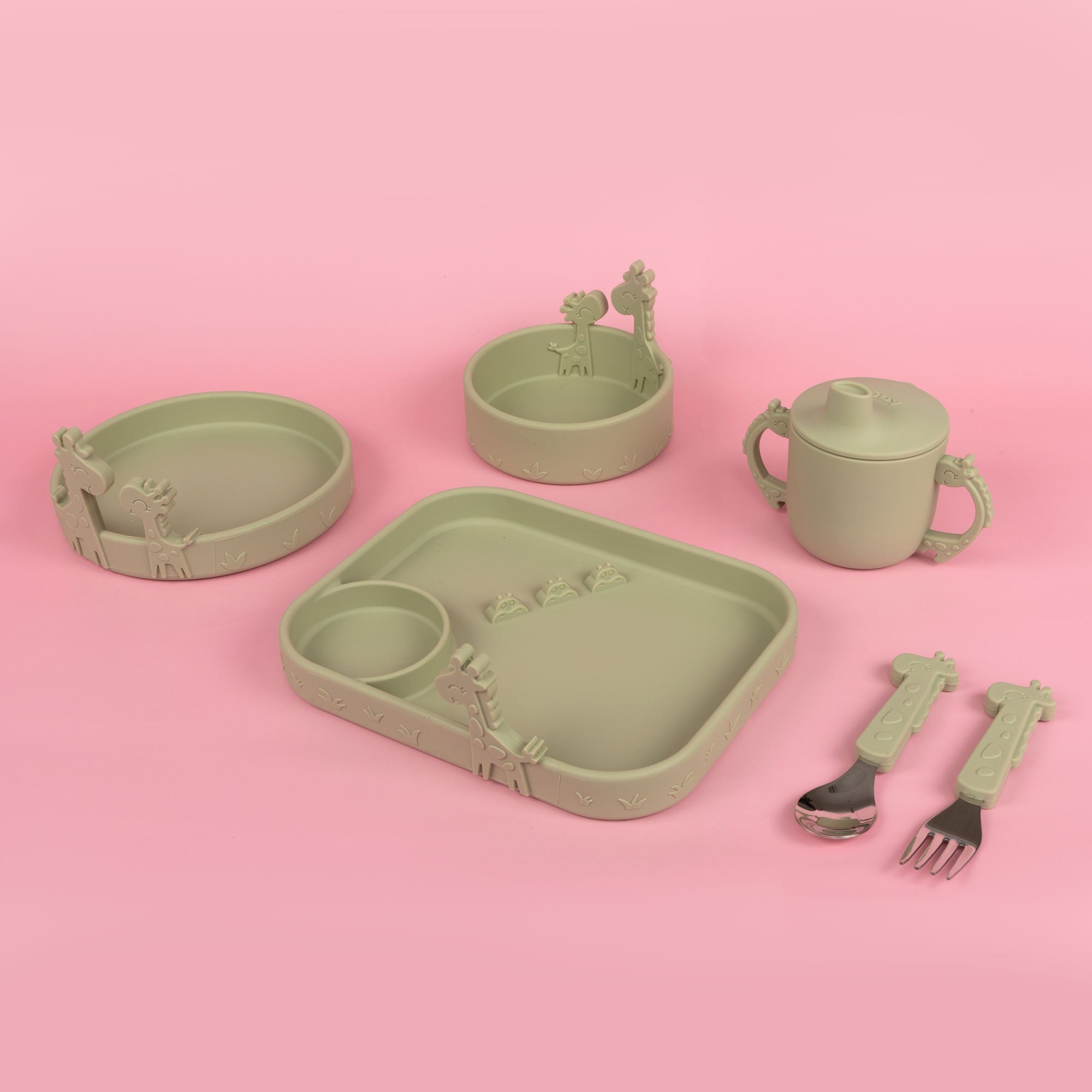 Animal Friends 6-Piece Dinnerware Set - Green Giraffe (XSZT)