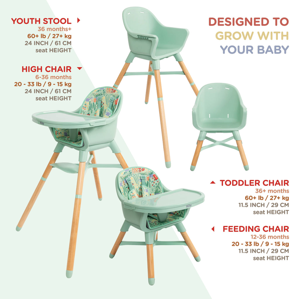 4-in-1 Multi-Use High Chair | Green Garden (HN0B)