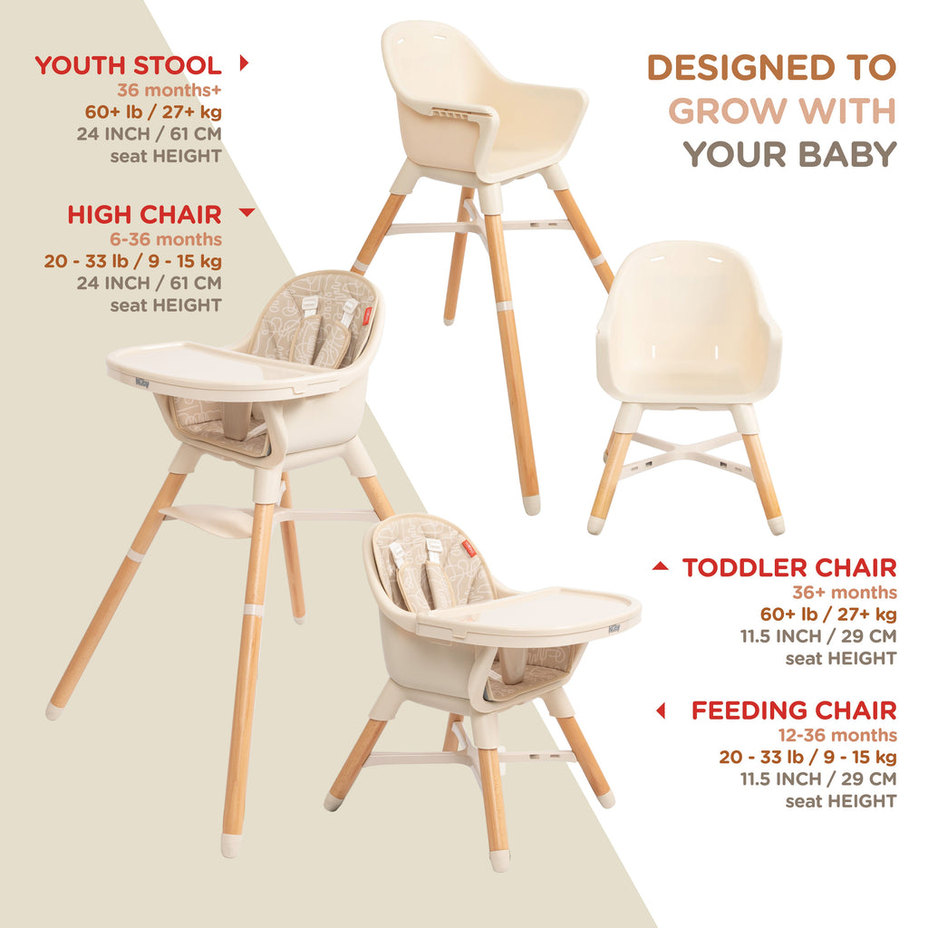 4-in-1 Multi-Use High Chair | Beige Lines (8M7K)