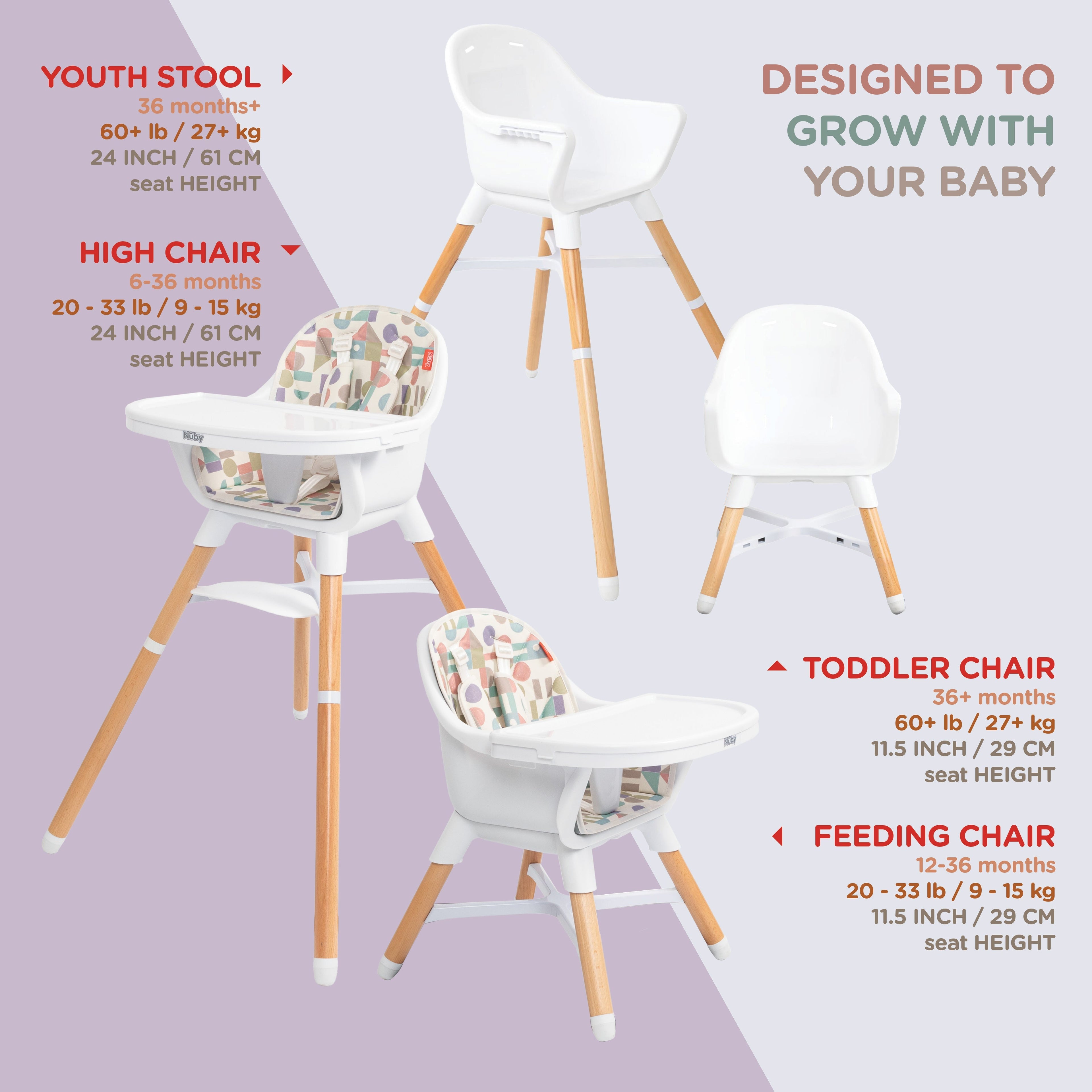 4-in-1 Multi-Use High Chair | White Geometrics (90AG)