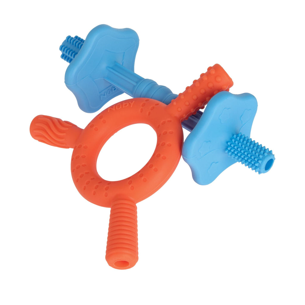 Hollow Sensory Tube Teethers | Blue/Coral (7QO8)