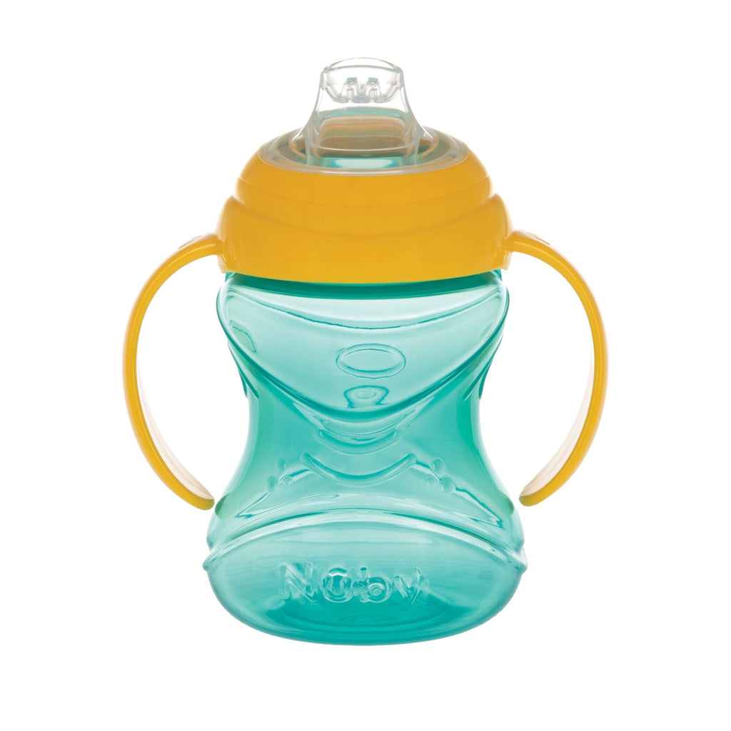 Clik-It Soft Spout Grip N' Sip Trainer Cup (2 Pack) | Aqua/Yellow (L02Y)