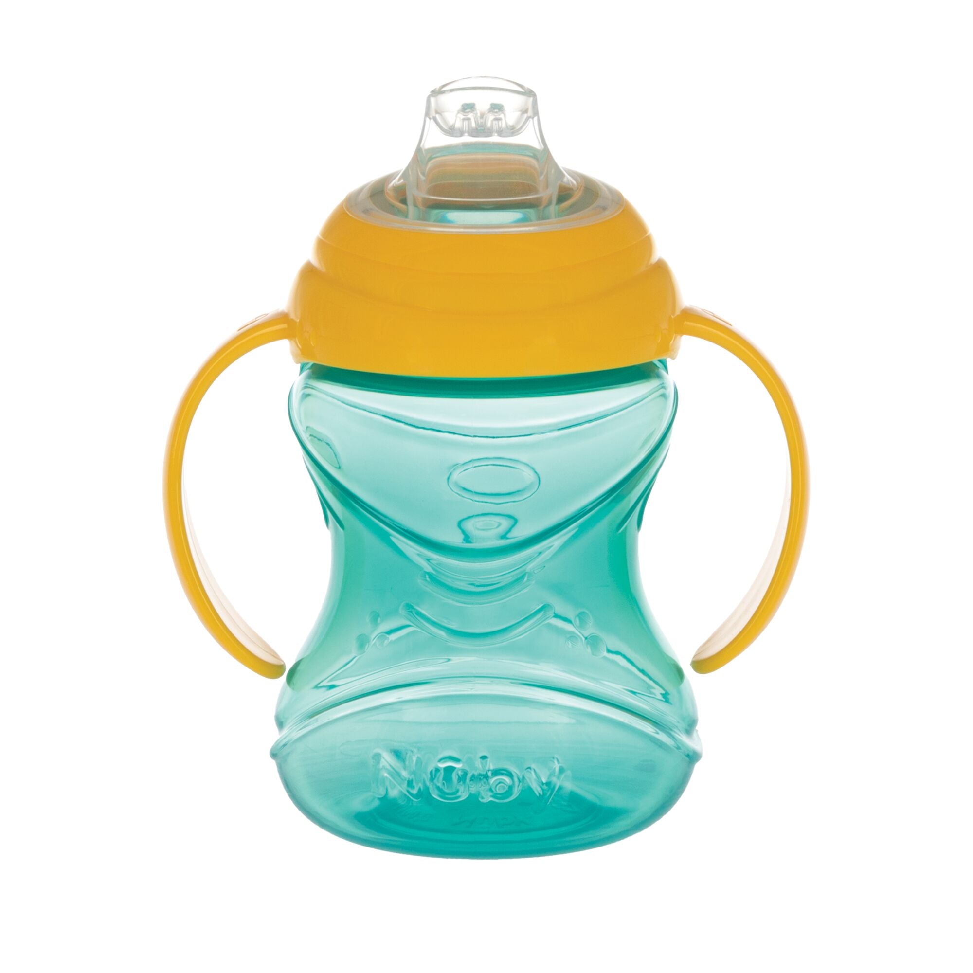 Clik-It Soft Spout Grip N' Sip Trainer Cup (2 Pack) | Aqua/Yellow (L02Y)