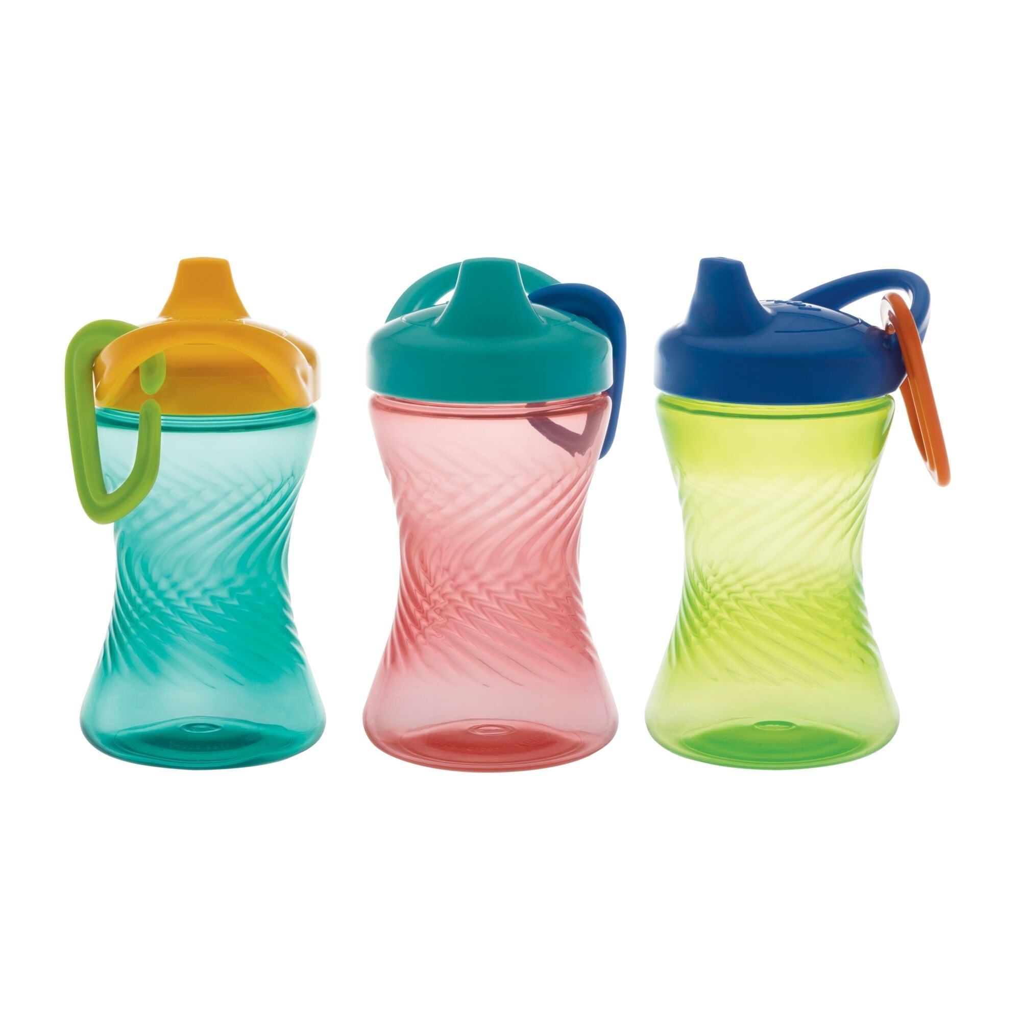 Hard Spout Sippy Cup with Carabiner (3 Pack) | Aqua/Red/Green (TLO4)