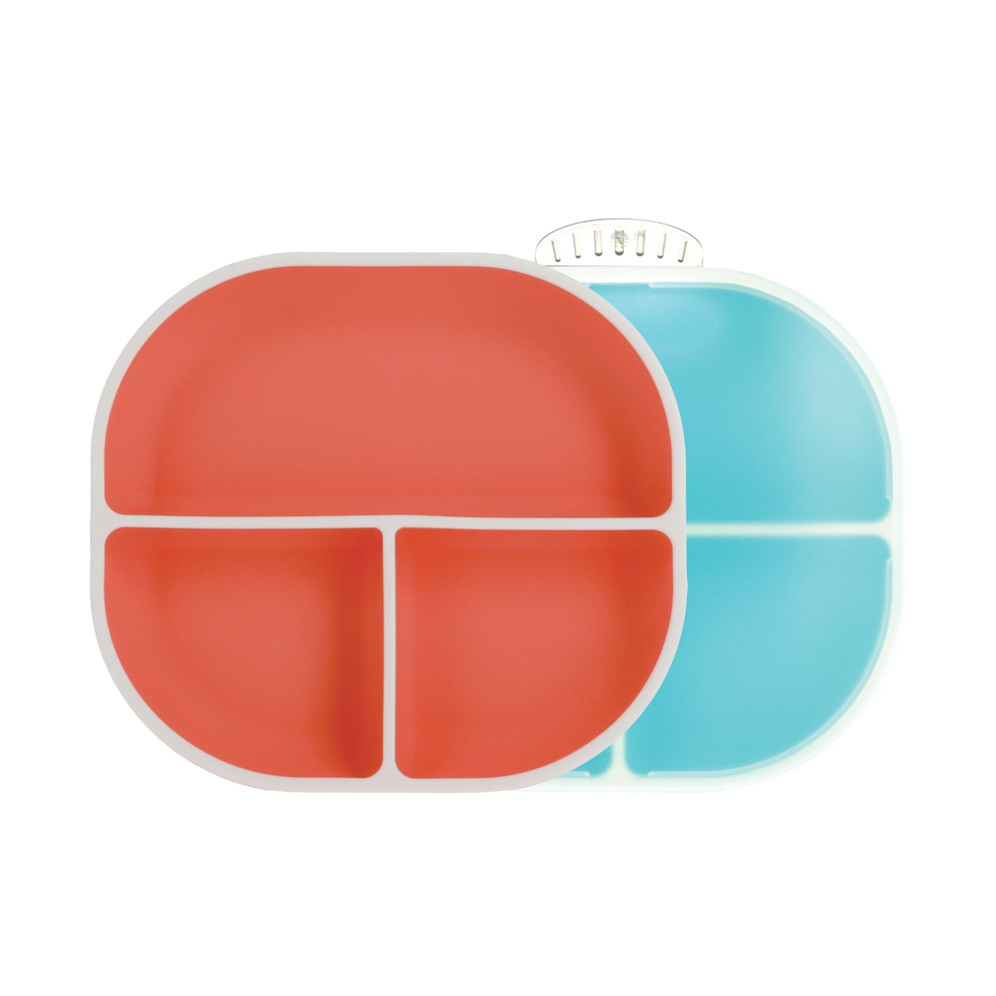 Rectangular Silicone Suction Plate (2 Pack) | Coral / Aqua (6Z3Q)