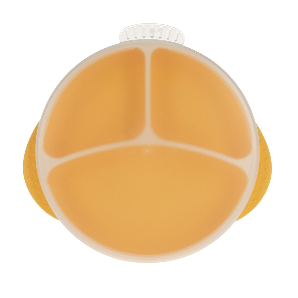 Round Silicone Suction Plate & Lid (2 Pack) | Blue / Yellow (O8DN)
