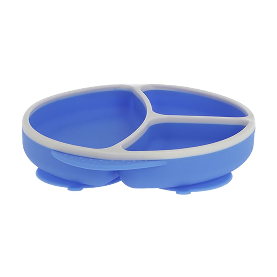 Round Silicone Suction Plate & Lid (2 Pack) | Blue / Yellow (O8DN)