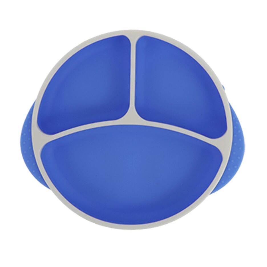 Round Silicone Suction Plate & Lid (2 Pack) | Blue / Yellow (O8DN)