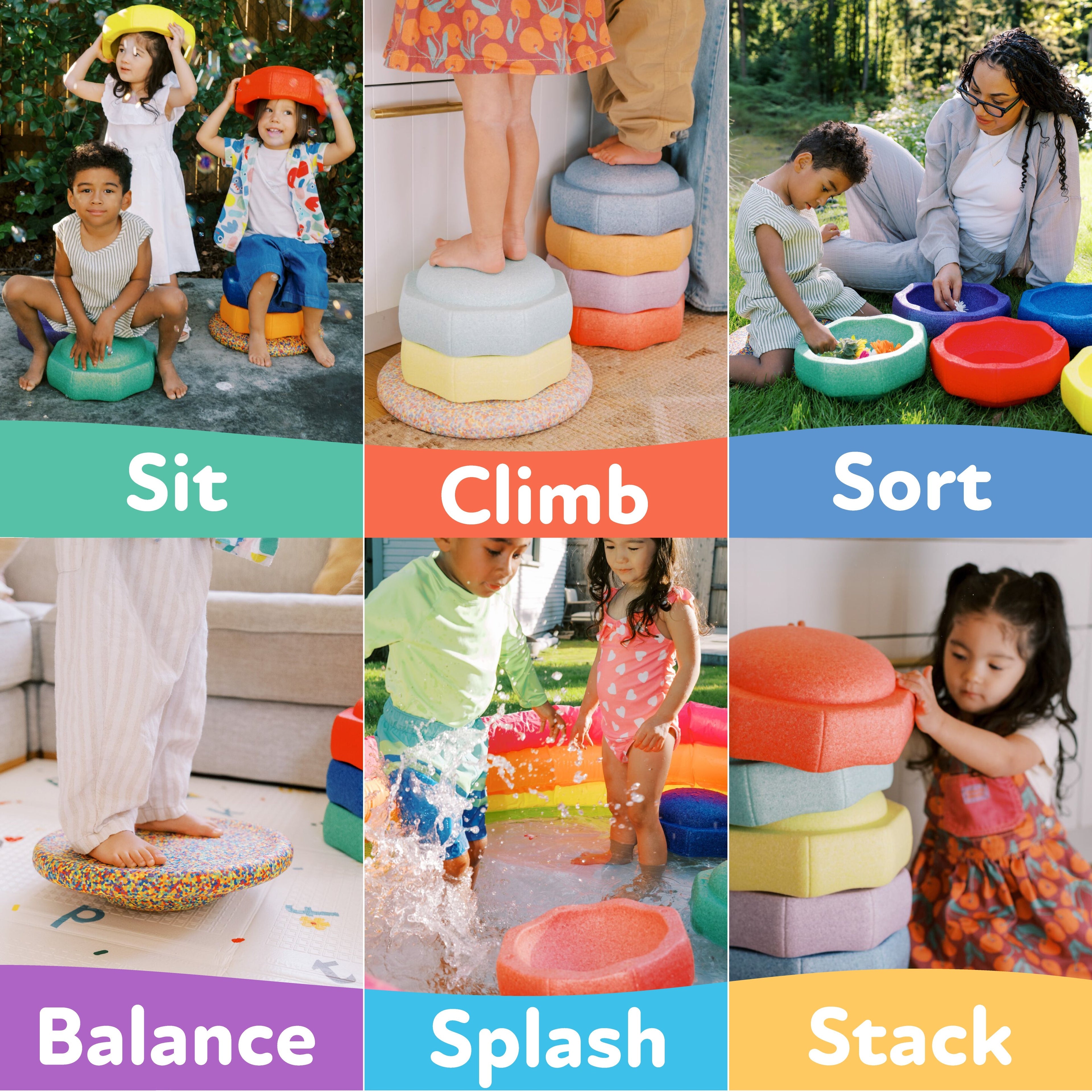 StepPebbles and FREE Balance Board | Pastel (ZM5L)