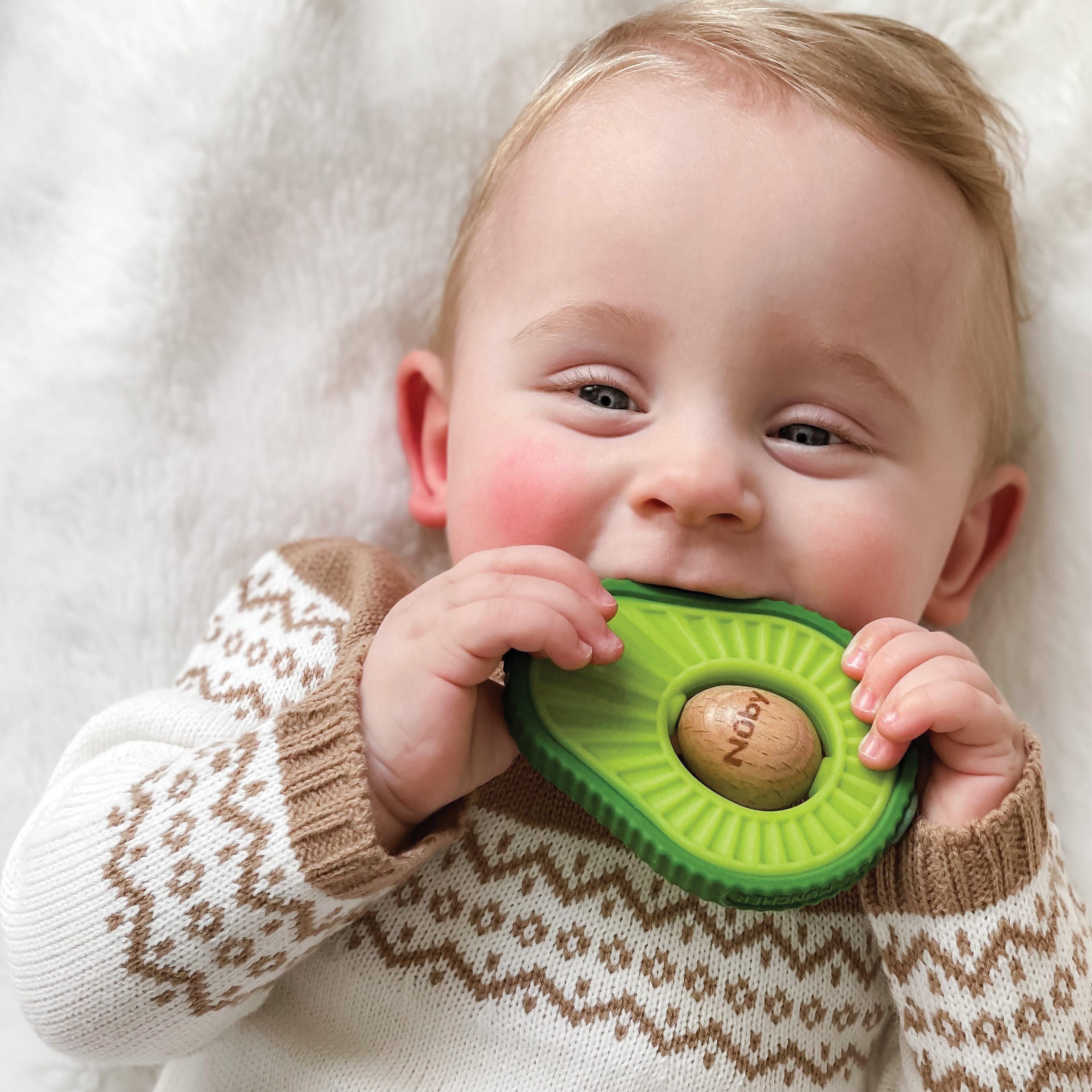 Avocado Muncher Wood and Silicone Teether (84YD)